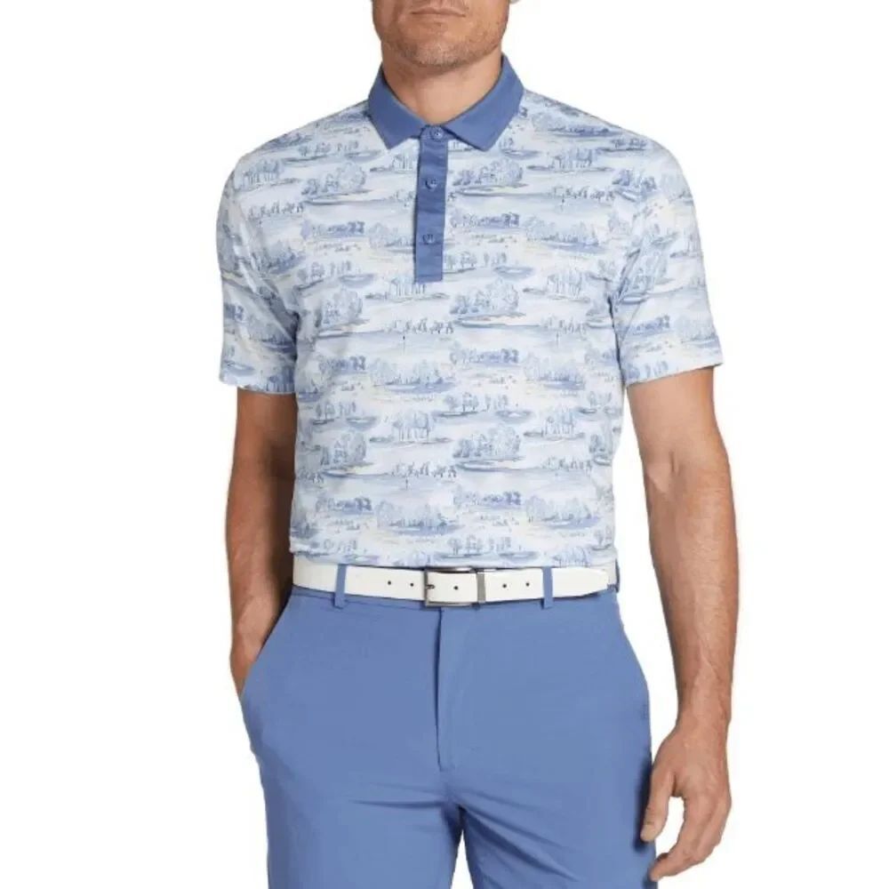 Walter Hagen Men's Clubhouse Country Club Printed Golf Polo S